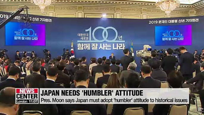 Pres. Moon says Japan must adopt 'humbler' attitude to historical issues