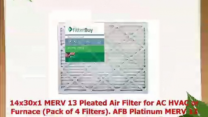 FilterBuy 14x30x1 MERV 13 Pleated AC Furnace Air Filter Pack of 4 Filters 14x30x1