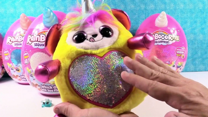 Rainbocorns Sequin Surprise Plush Surprise Eggs Unboxing Toy Review _ PSToyReviews