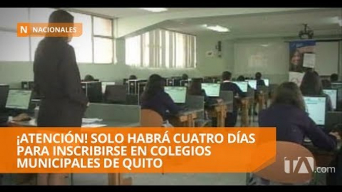 Las inscripciones para colegios municipales de Quito durarán cuatro días