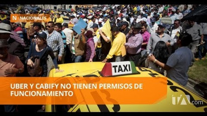 Taxistas protestan en rechazo a Uber y Cabify - Teleamazonas