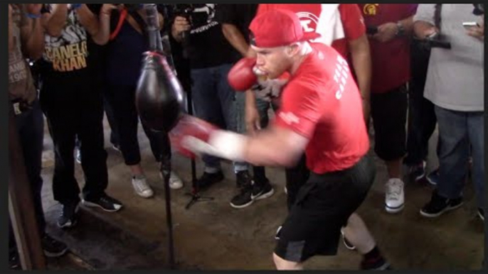 SPEED & TECHNIQUE - SAUL 'CANELO' ALVAREZ WORKS DOUBLE END BAG AS HE PREPARES FOR LIAM SMITH