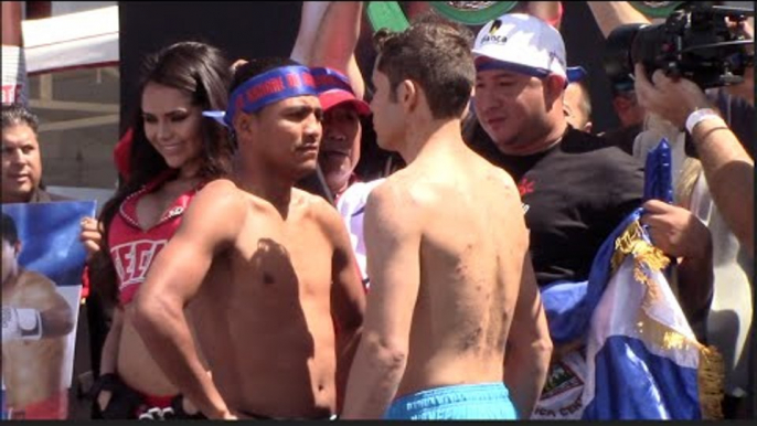 ROMAN GONZALES v CARLOS CUADRAS  - OFFICIAL WEIGH IN & HEAD TO HEAD / GONZALES v CUADRAS