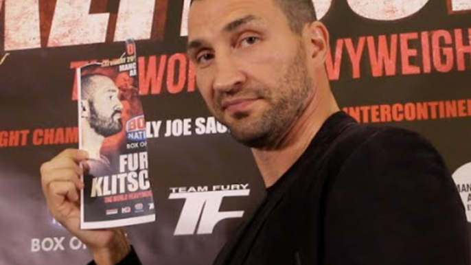 TYSON FURY v WLADIMIR KLITSCHKO - HEAD TO HEAD @ PRESSER / KLITSCHKO MOCKS FURY NO-SHOW