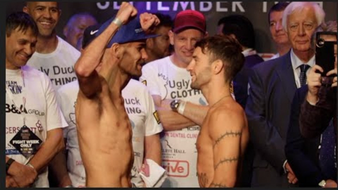 LEE HASKINS v STUART HALL - OFFICIAL WEIGH IN & HEAD TO HEAD / GOLOVKIN v BROOK