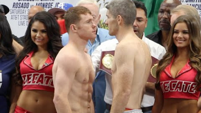 SAUL 'CANELO' ALVAREZ v LIAM 'BEEFY' SMITH - FULL & OFFICIAL WEIGH-IN VIDEO (AT &T STADIUM, DALLAS)