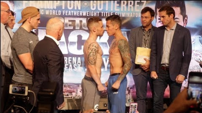 SHOCK HORROR CARL FRAMPTON MISSES WEIGHT! - CARL FRAMPTON v ANDRES GUTIERREZ WEGH IN & FACE OFF