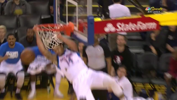 KJ McDaniels rattles the rim on the finish!