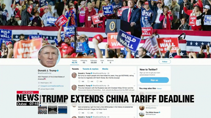 Trump extends China tariff deadline, citing progress on trade talks