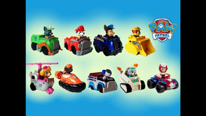 9 Paw Patrol Racers Chase Marshall Rocky Rubble Zuma Skye Everest Ryder Robo-Dog - Unboxing Revie