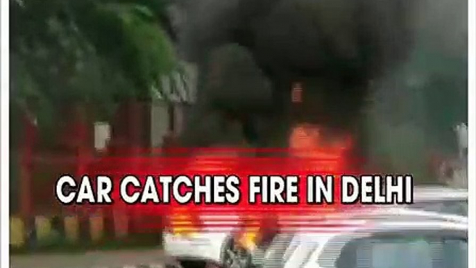 Car catches fire in Delhi, fire fighters reach for rescue