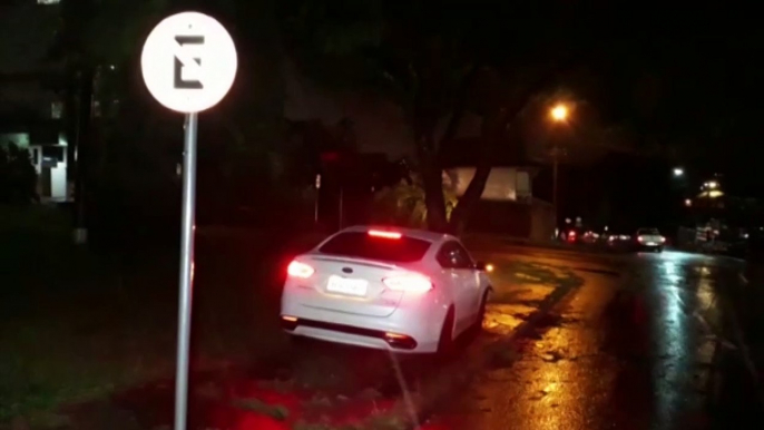 Após sair da pista, carro bate em árvore na Rua Antonina