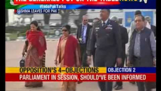 External affairs minister Sushma Swaraj leaves for Islamabad