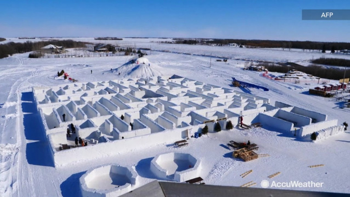 Canadian couple builds world's largest snow maze