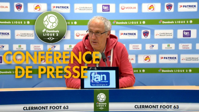 Conférence de presse Clermont Foot - Grenoble Foot 38 (1-1) : Pascal GASTIEN (CF63) - Philippe  HINSCHBERGER (GF38) - 2018/2019