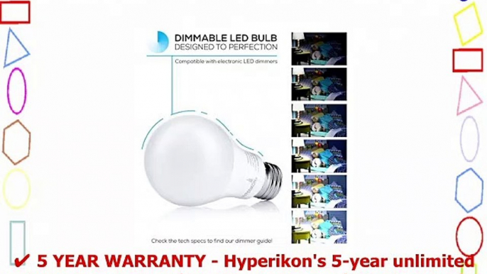 Hyperikon A19 Dimmable LED Light Bulb 9W 60W Equivalent ENERGY STAR Qualified 2700K