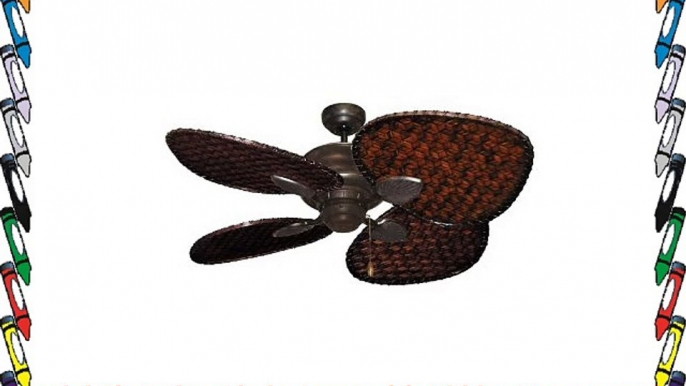 Palm Breeze II Tropical Palm Ceilling Fan in Oil Rubbed Bronze with 48 Dark Woven Bamboo