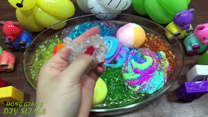 Mixing Clay and Glitter into Clear Slime | Relaxing Satisfying Slime | Slime Mixing