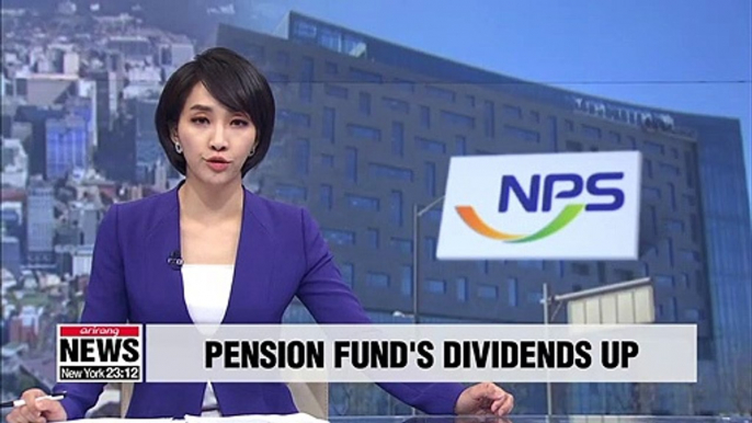 National Pension Service's dividends from Korean listed companies up 20% y/y in 2018