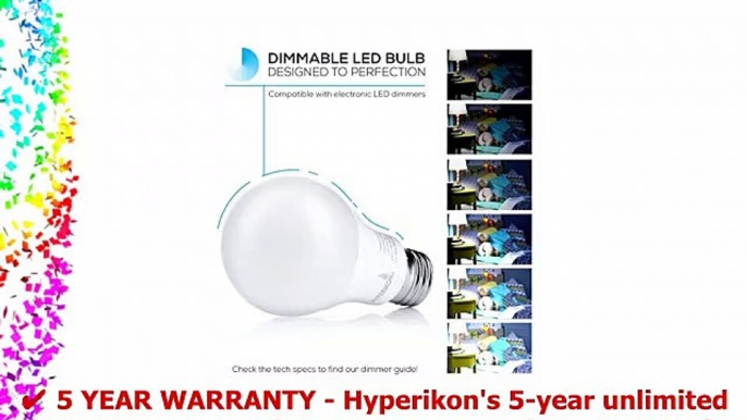 Hyperikon A19 Dimmable LED Light Bulb 9W 60W Equivalent ENERGY STAR Qualified 2700K