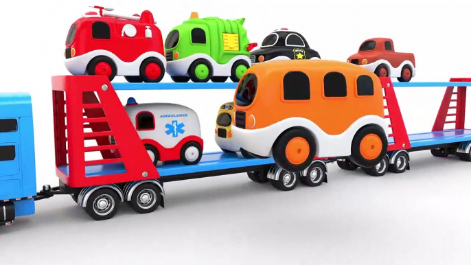 Learn Colors with Car Transporter Toy Street Vehicles - Educational Videos - Toy Cars for KIDS