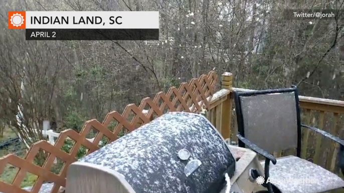 Carolinas hit with rare spring snow