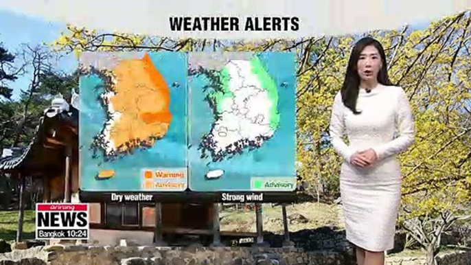 Dry weather alerts in most areas, typhoon force winds