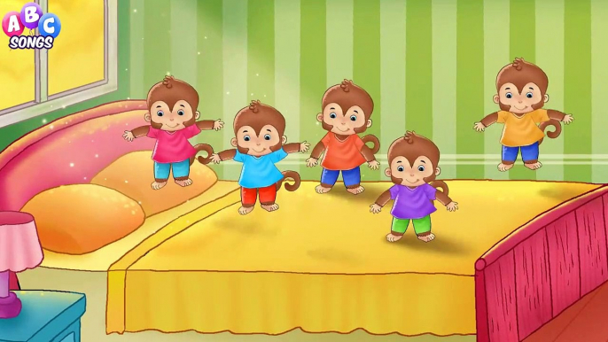 Five Little Monkeys Jumping on the Bed Nursery Rhyme - Cartoon Animation Rhymes Songs for Children