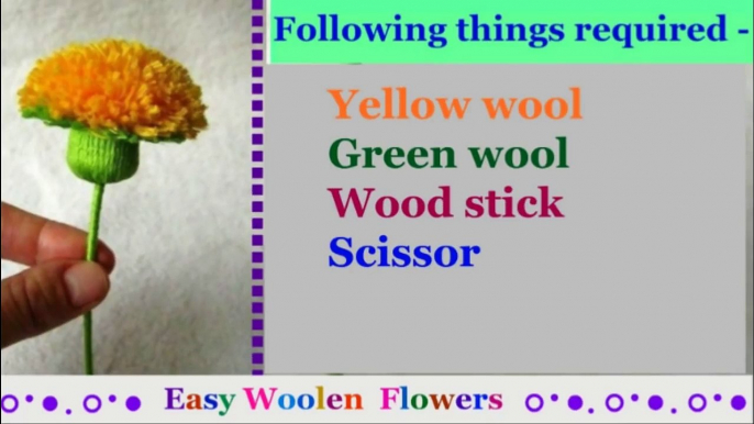 How to make Easy Woolen Flowers step by step|Handmade woolen flower making idea|diy marigold flower