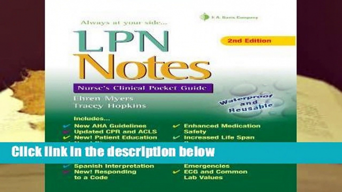 About For Books  LPN Notes: Nurse s Clinical Pocket Guide Complete