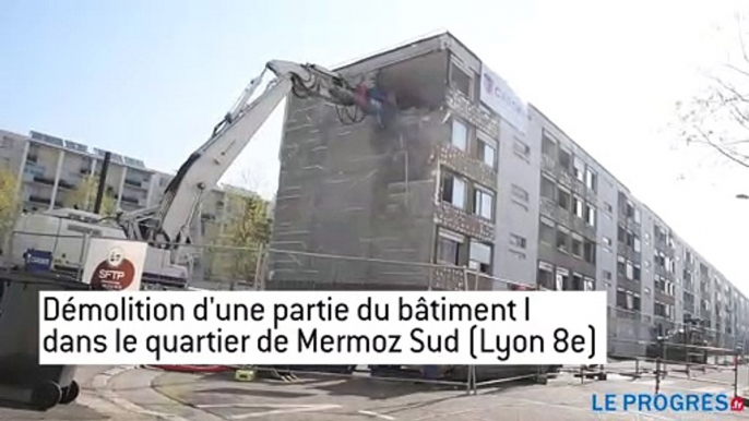 Démolition d'une partie du bâtiment Ie dans le quartier Mermoz Sud (Lyon 8e)