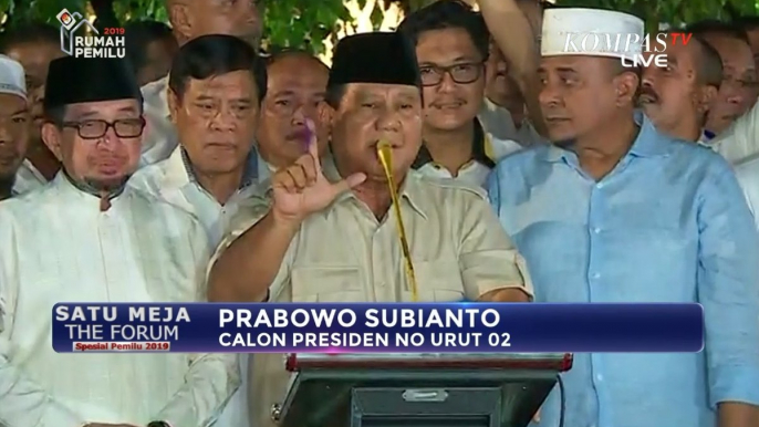 Prabowo Subianto: Hari Ini Suara Kita Berada di 62%