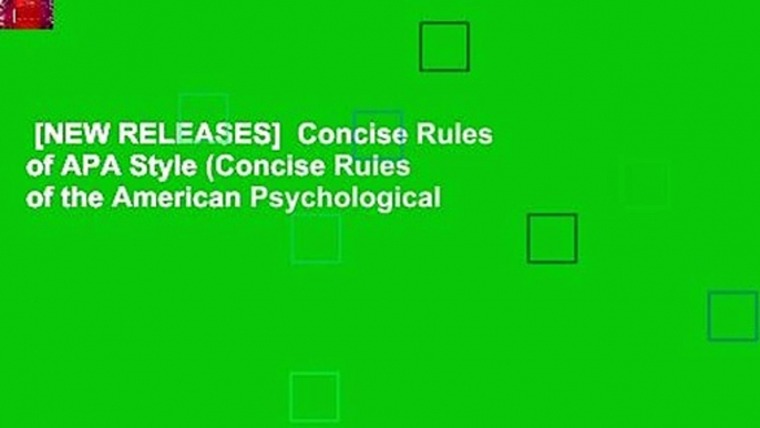 [NEW RELEASES]  Concise Rules of APA Style (Concise Rules of the American Psychological