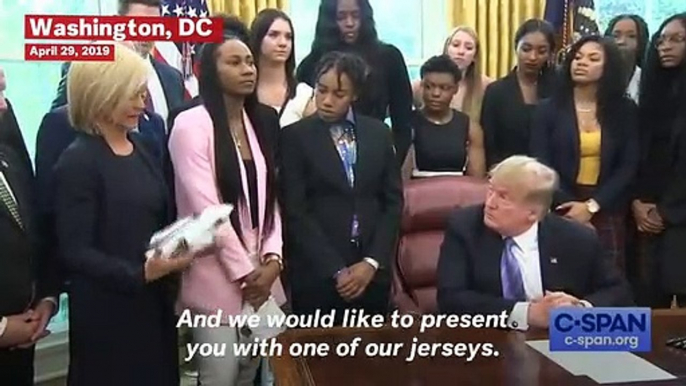 Trump Tells Women's Basketball Team: 'I Love Those Short Sleeves, Such Beautiful Arms'