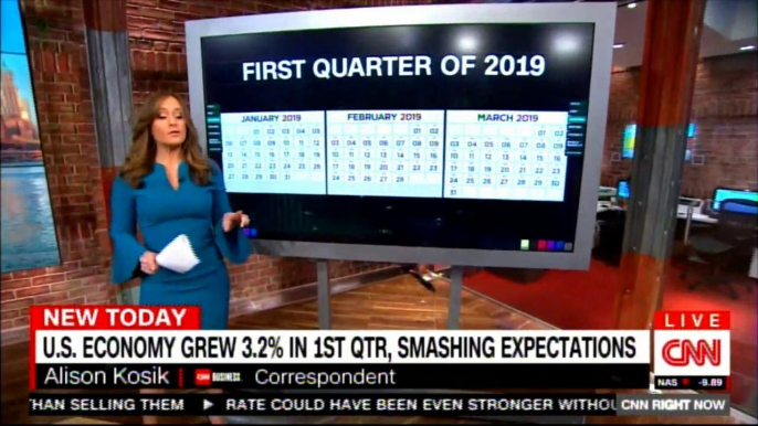 Alison Kosik speaking on U.S. Economy grew 3.2% in quarter of 2019, smashing expectations. @AlisonKosik #News #Economy #CNN #DonaldTrump