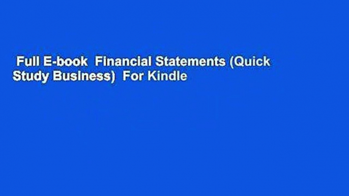 Full E-book  Financial Statements (Quick Study Business)  For Kindle