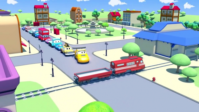 Tom The Tow Truck and his friends in Car City : Train, Flatbed Truck, Excavator | Cartoon for kids