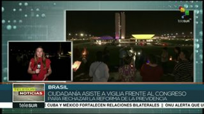 Brasileños realizan vigilia para rechazar reforma de la Previdencia