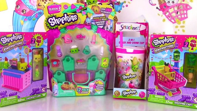 SHOPKINS KINSTRUCTIONS Shopping Cart & Checkout | 12 Pack | Snack &  Drink Cup | Season 1 & 3