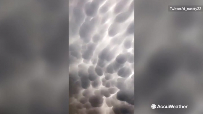 Mammatus clouds loom overhead