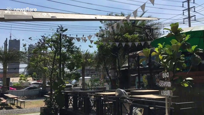 Just a plane coffee please! Thai cafe has WWII aircraft ON ROOF