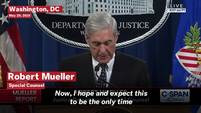 Special Counsel Mueller Says Report 'Is My Testimony' And Resigns From Department Of Justice