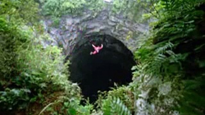 Parachute Jumping In A Cave