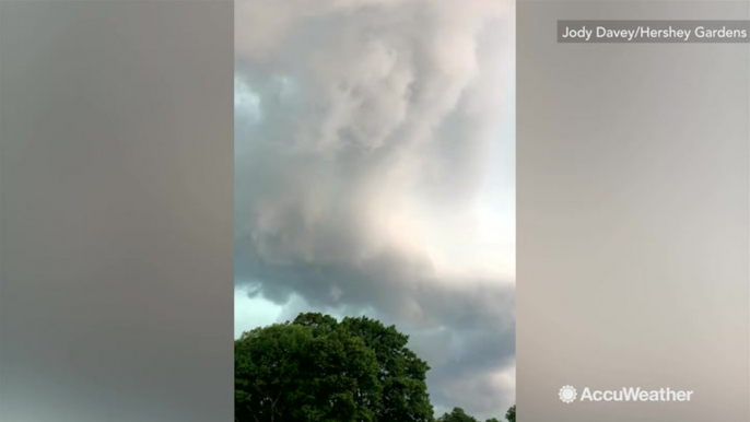 Beautiful yet ominous storm clouds loom over chocolate town