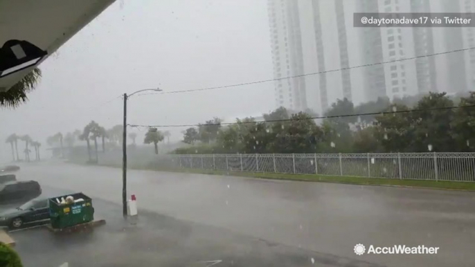 High winds and massive raindrops assail city