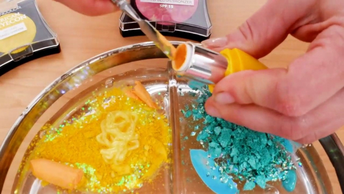 Pink vs Blue vs Yellow - Mixing Makeup Eye shadow Into Slime! Special Series Satisfying Slime Video