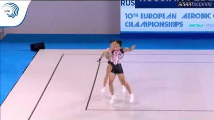 Nikita KURITSYN & Polina GOLUBEVA (RUS) - 2017 Aerobics Europeans, junior mixed pair final