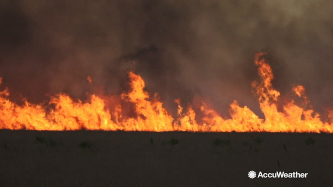 Fire ignited by lightning strike during severe storm