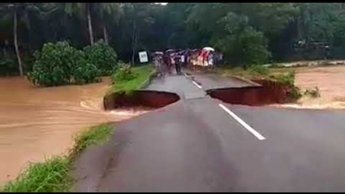 A road in Malappuram that was washed away due to the floods