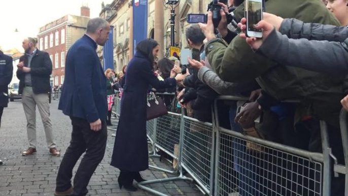 Meghan Markle greets crowds in Nottingham